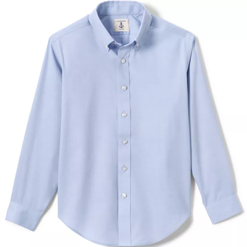 School Uniform Boys Long Sleeve No Iron Pinpoint Dress Shirt, Front