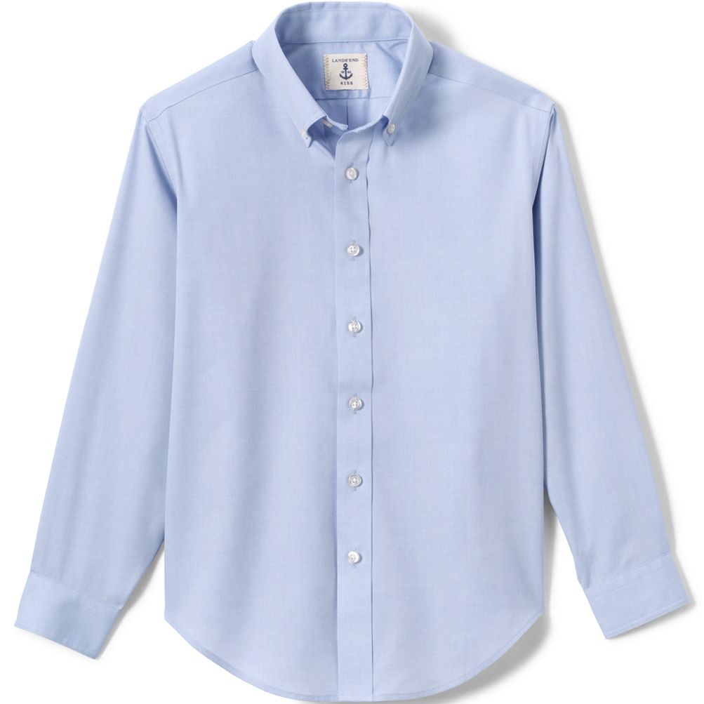 Boys Long Sleeve No Iron Pinpoint Dress Shirt