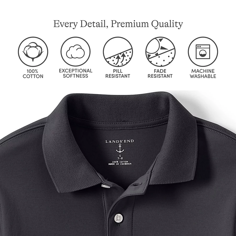 Kids' Long Sleeve Interlock Polo Shirt view 3