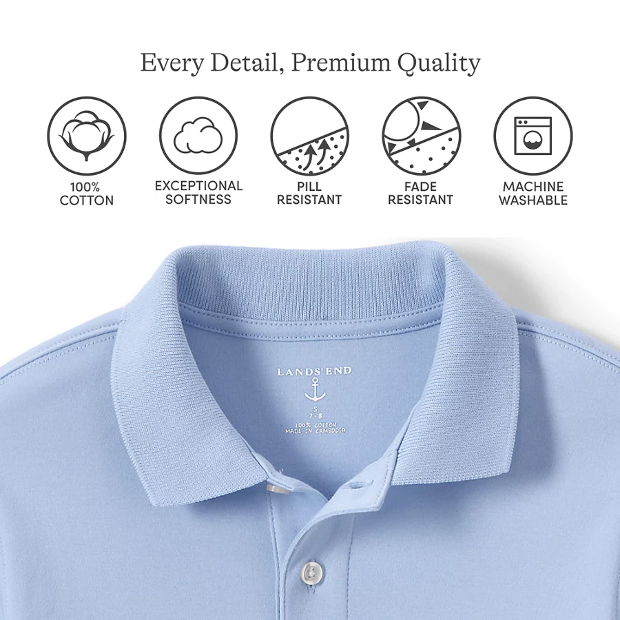 Kids' Short Sleeve Interlock Polo Shirt view 6