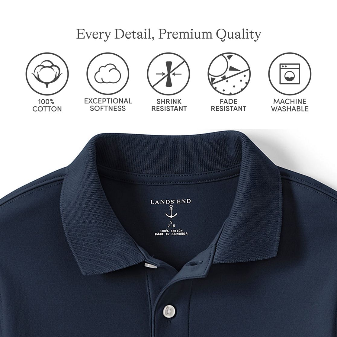 School Uniform Kids Long Sleeve Interlock Polo Shirt