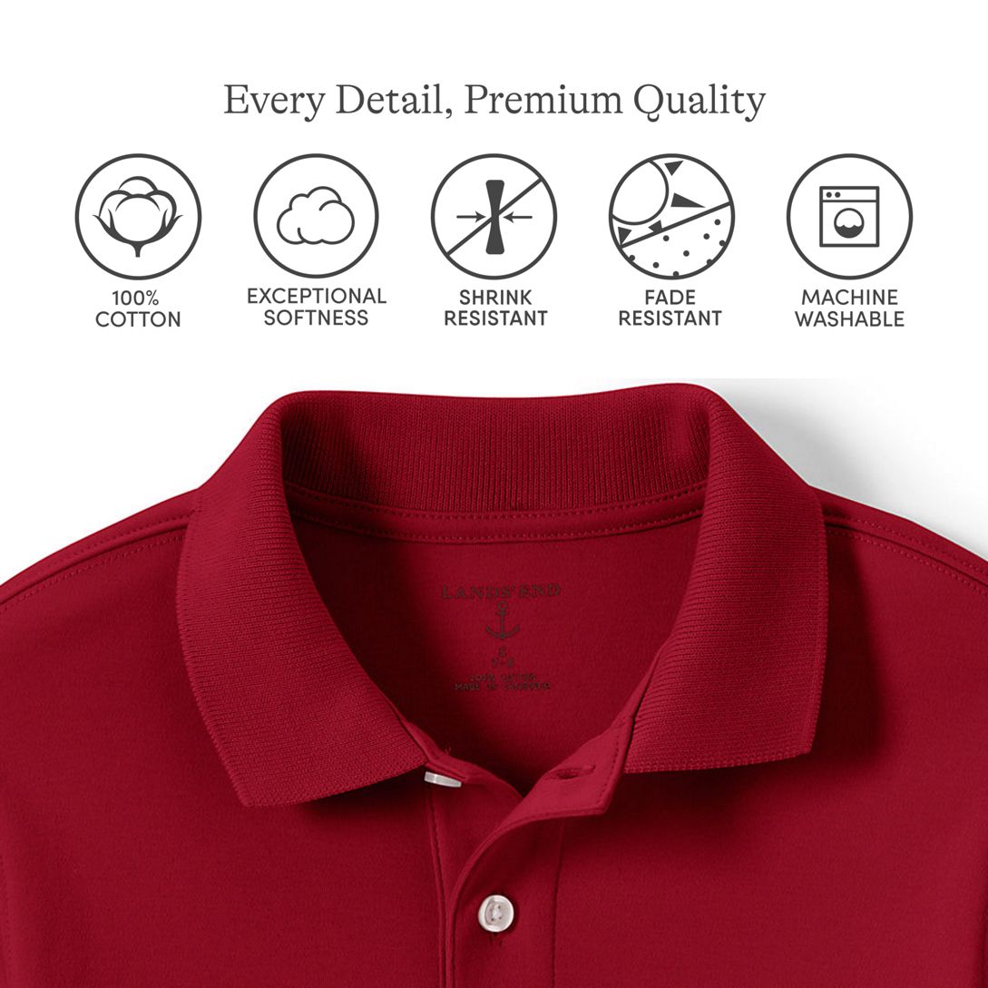 School Uniform Girls Long Sleeve Feminine Fit Interlock Polo Shirt