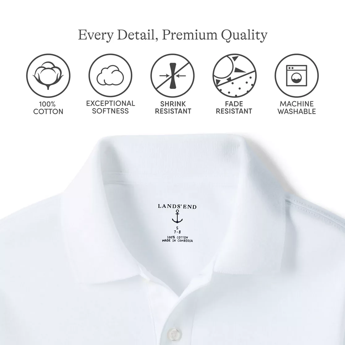 School Uniform Kids Long Sleeve Interlock Polo Shirt