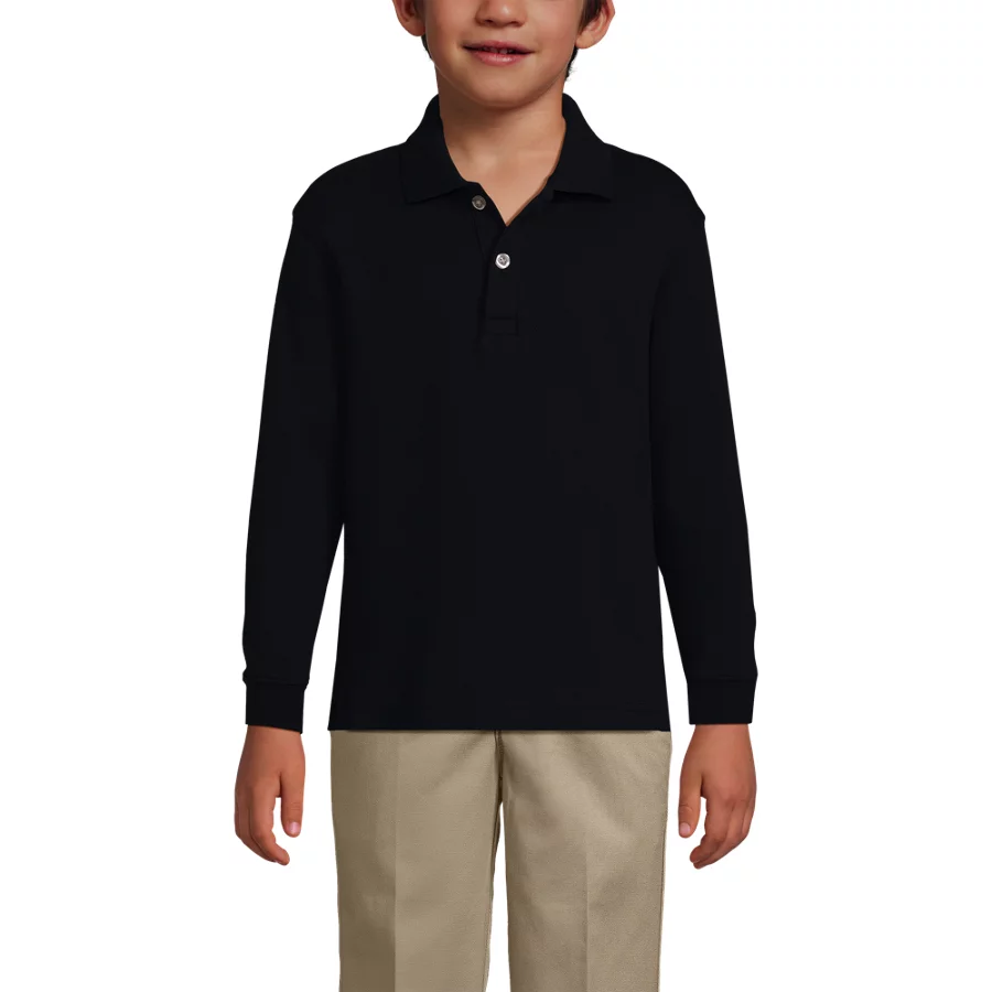 School Uniform Long Sleeve Interlock Polo Shirt view 7