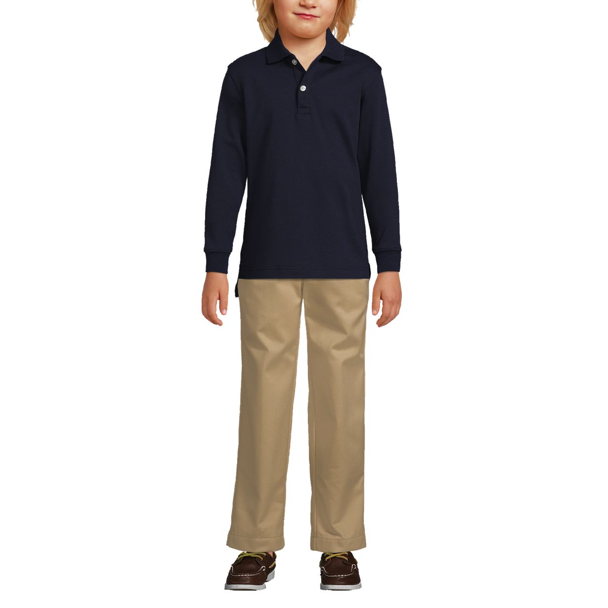 School Uniform Kids Long Sleeve Interlock Polo Shirt