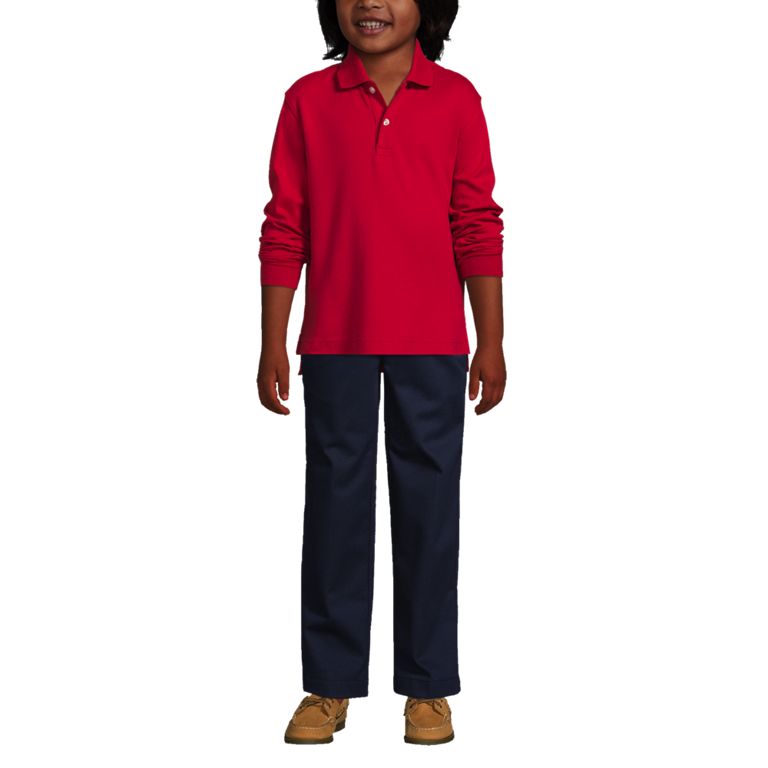 School Uniform Kids Long Sleeve Interlock Polo Shirt