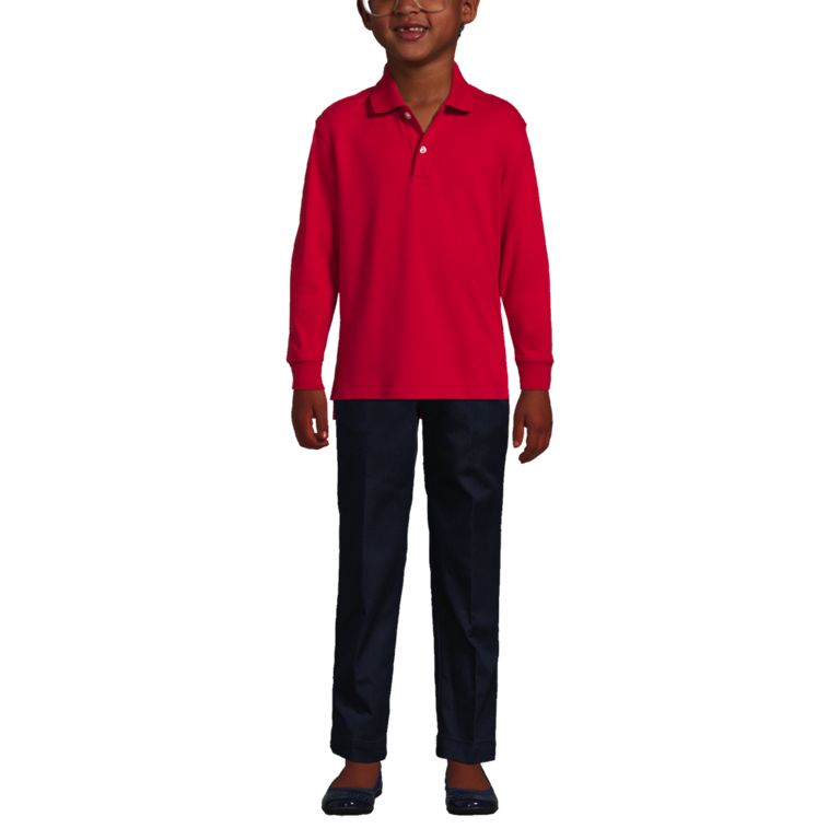 School Uniform Kids Long Sleeve Interlock Polo Shirt