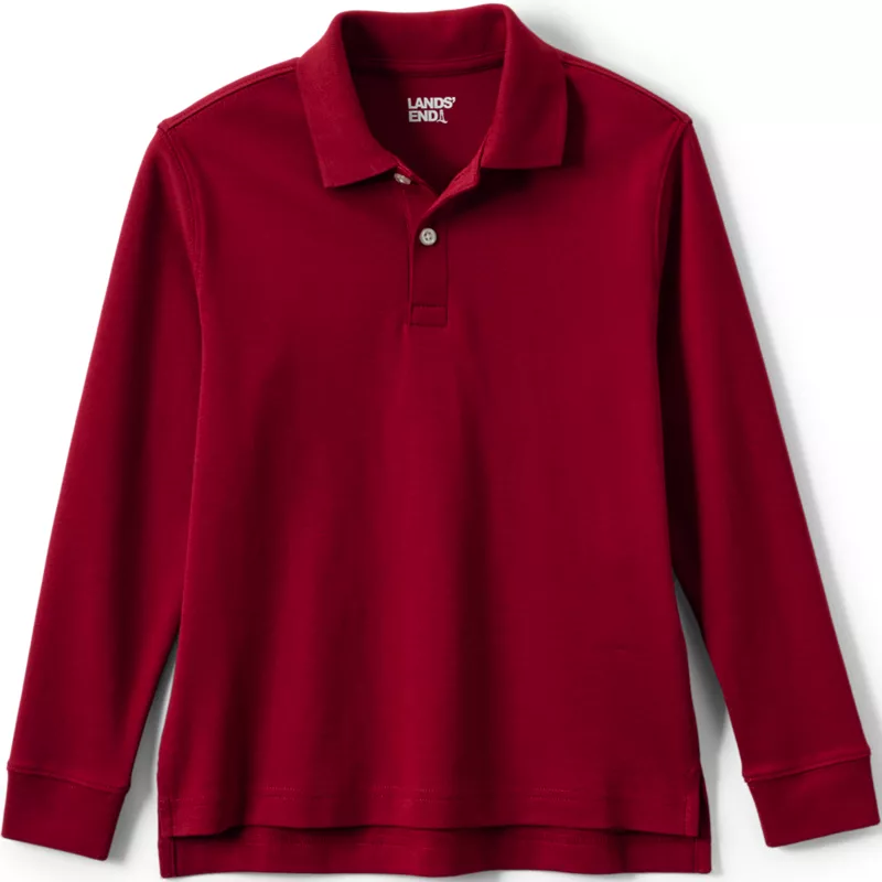Kids Long Sleeve Interlock Polo Shirt, Front