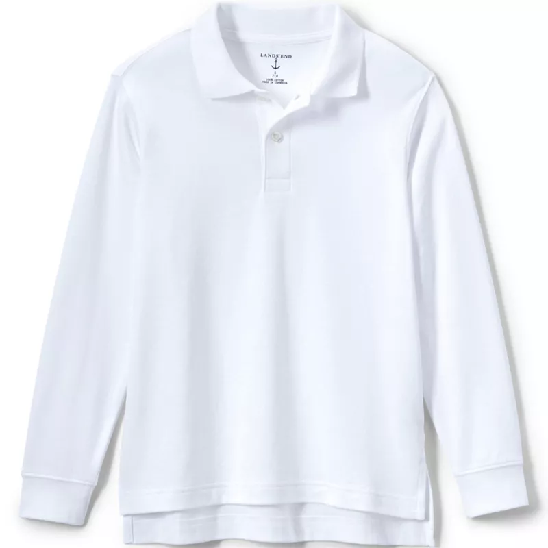 Kids Long Sleeve Interlock Polo Shirt, Front