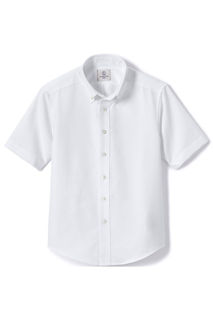Boys Short Sleeve Oxford Dress Shirt - Lands' End - White - 14