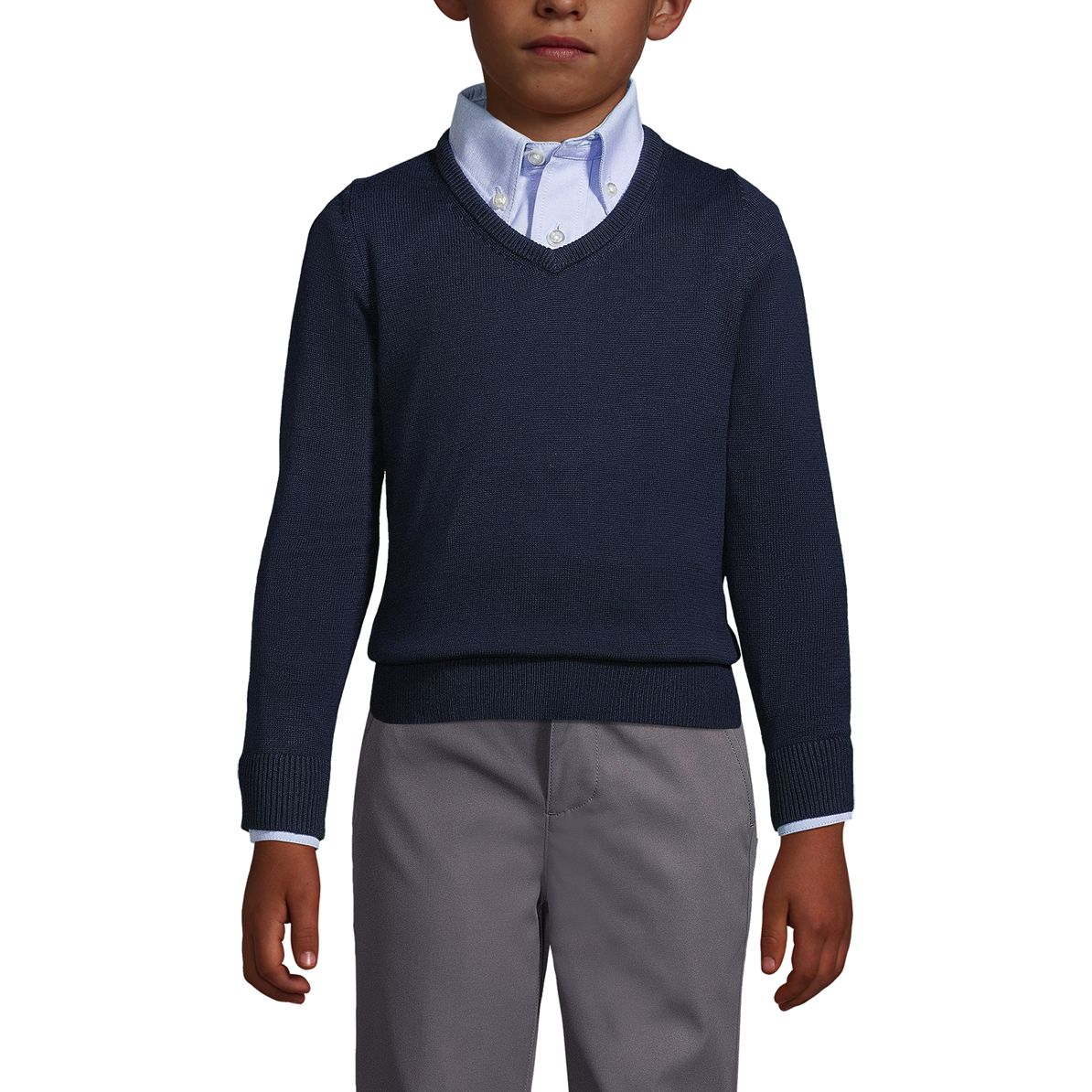 School Uniform Boys Cotton Modal Fine Gauge V-neck Sweater