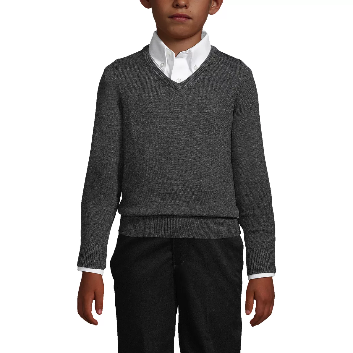 School Uniform Boys Cotton Modal Fine Gauge V-neck Sweater