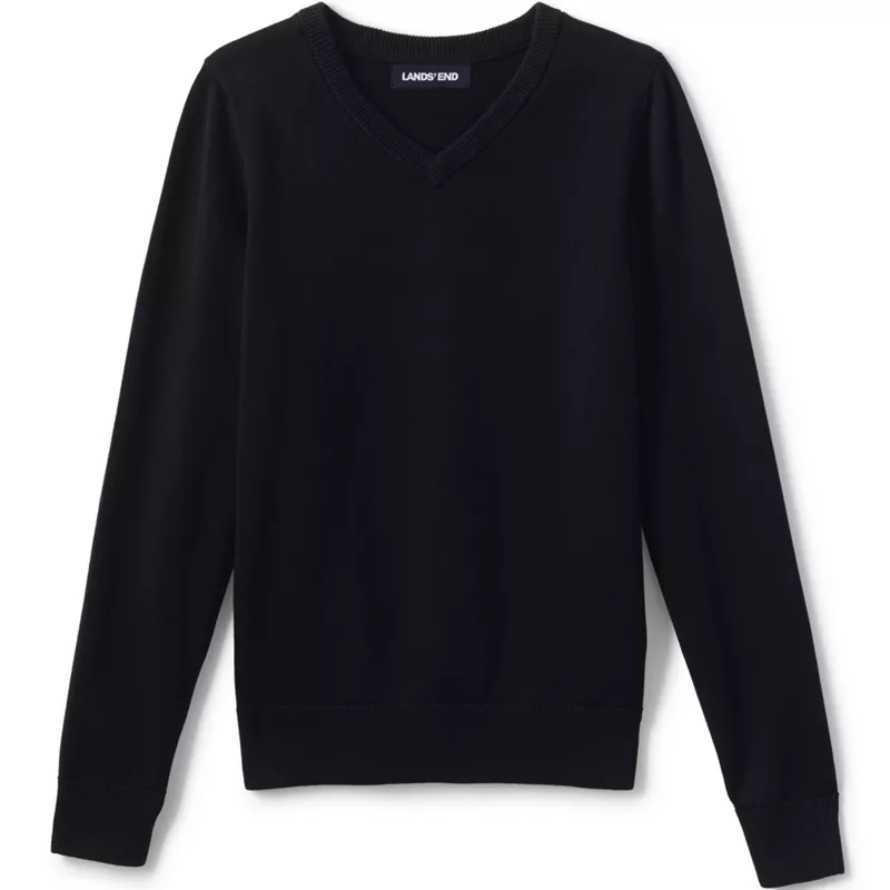 School Uniform Boys Cotton Modal Fine Gauge V-neck Sweater, Front