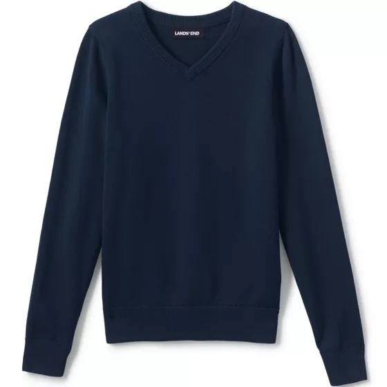 School Uniform Boys Cotton Modal Fine Gauge V-neck Sweater - primary