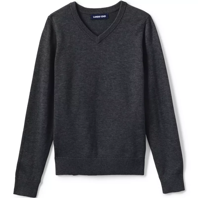 Boys Cotton Modal Fine Gauge V-neck Sweater, Front