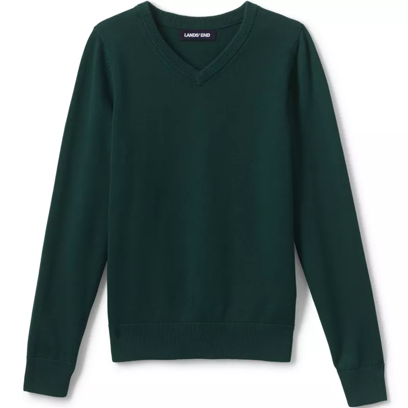 Boys Cotton Modal Fine Gauge V-neck Sweater, Front