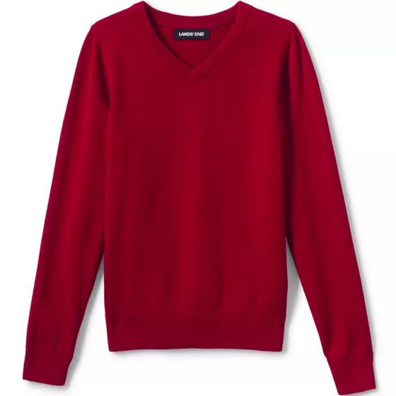 Boys Cotton Modal Fine Gauge V-neck Sweater - primary