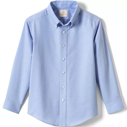 School Uniform Boys Long Sleeve Solid Oxford Dress Shirt, Front