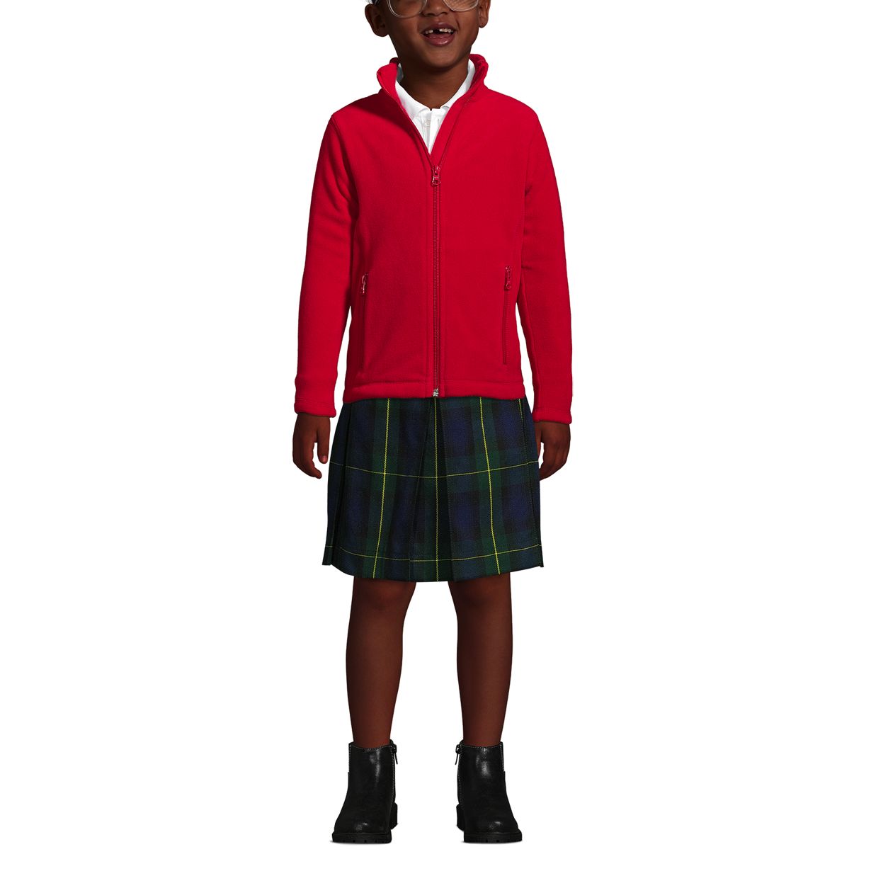 School Uniform Girls Plaid A-line Skirt Below the Knee