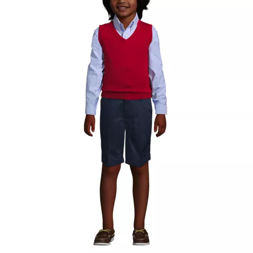 School Uniform Kids Cotton Modal Fine Gauge Sweater Vest, alternative image