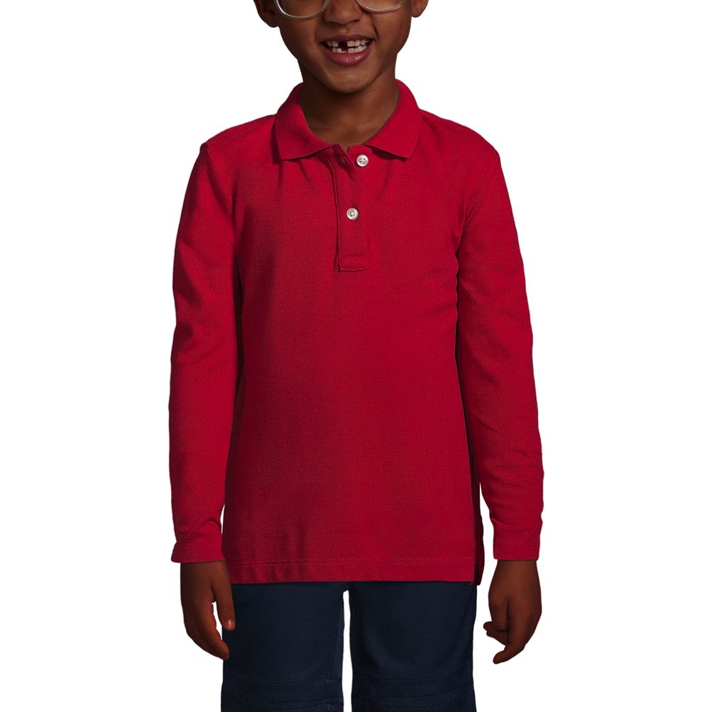 売れ筋商品|||ランズエンド カットソー トップス レディース Women's School Uniform Long Sleeve Mesh Polo Shirt Red Lands' End Women's Long Sleeve Feminine Fit Interlock Polo