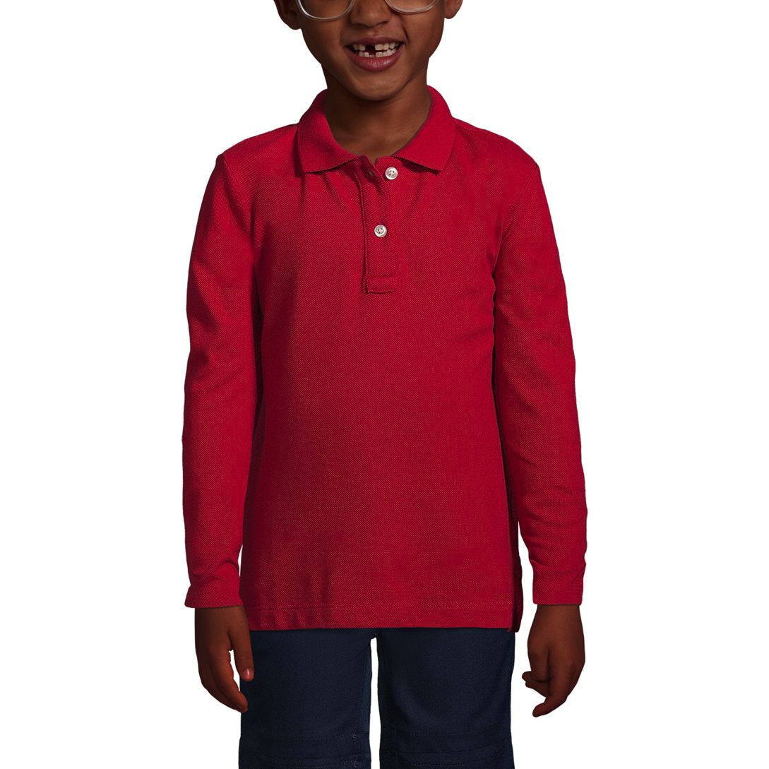 School Uniform Girls Long Sleeve Feminine Fit Mesh Polo Shirt