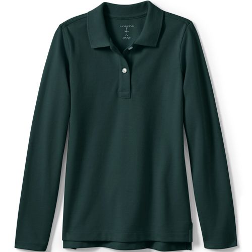 School Uniform Girls Long Sleeve Feminine Fit Mesh Polo Shirt