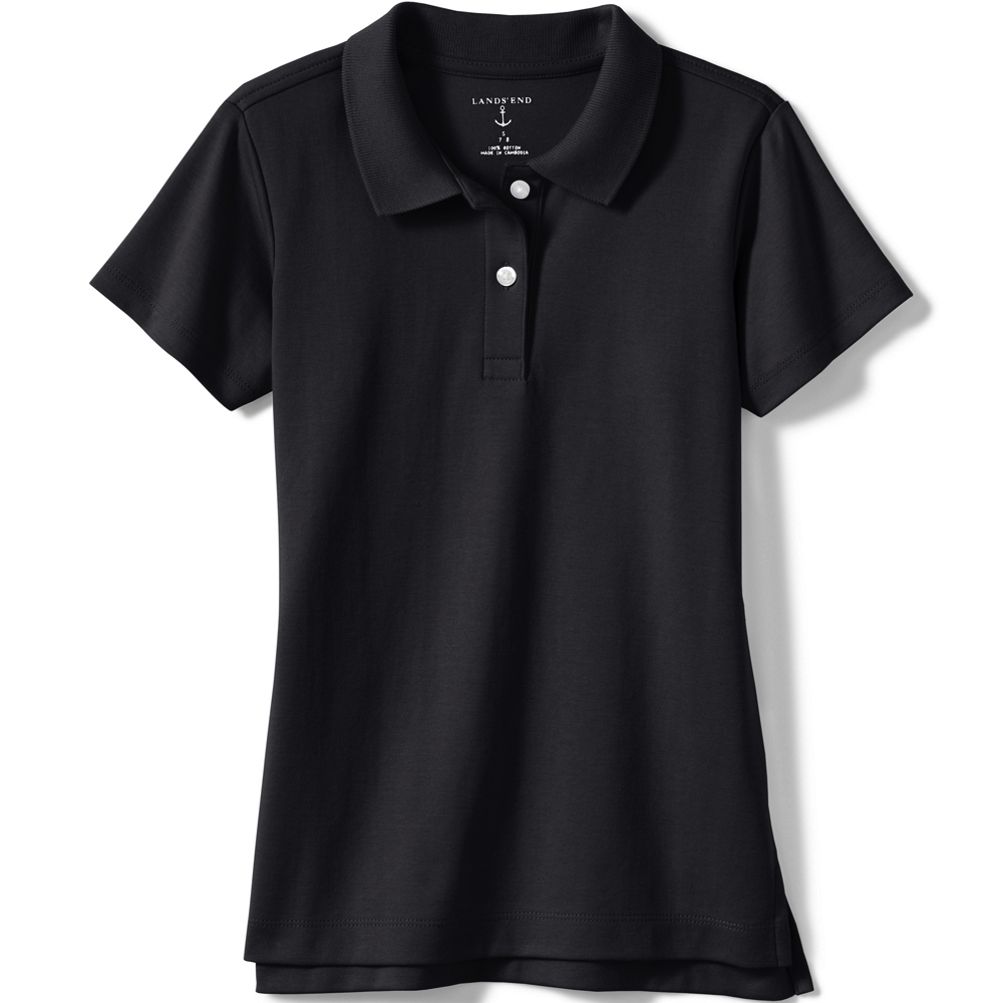 School Uniform Girls Short Sleeve Feminine Fit Interlock Polo Shirt Lands End