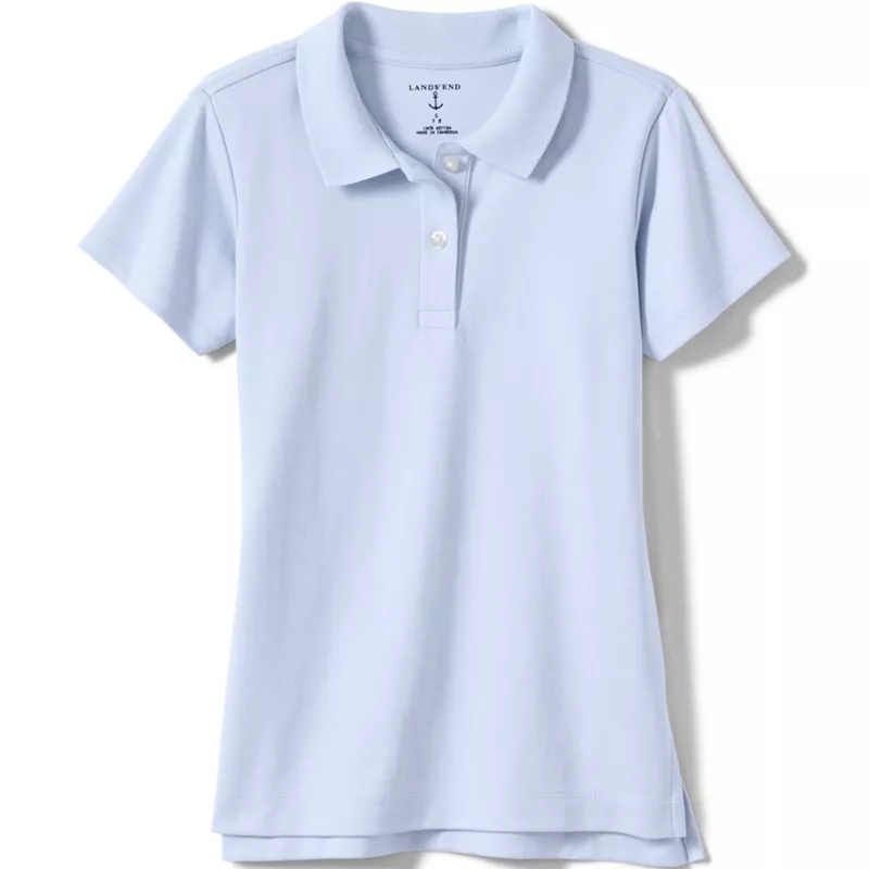 Girls Short Sleeve Feminine Fit Interlock Polo Shirt, Front