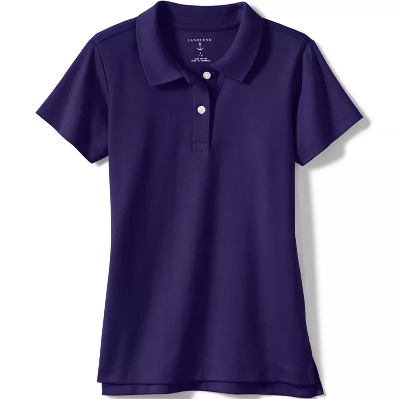 Girls Short Sleeve Feminine Fit Interlock Polo Shirt, Front