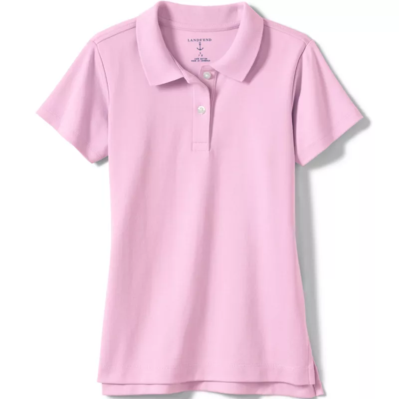 Girls Short Sleeve Feminine Fit Interlock Polo Shirt, Front