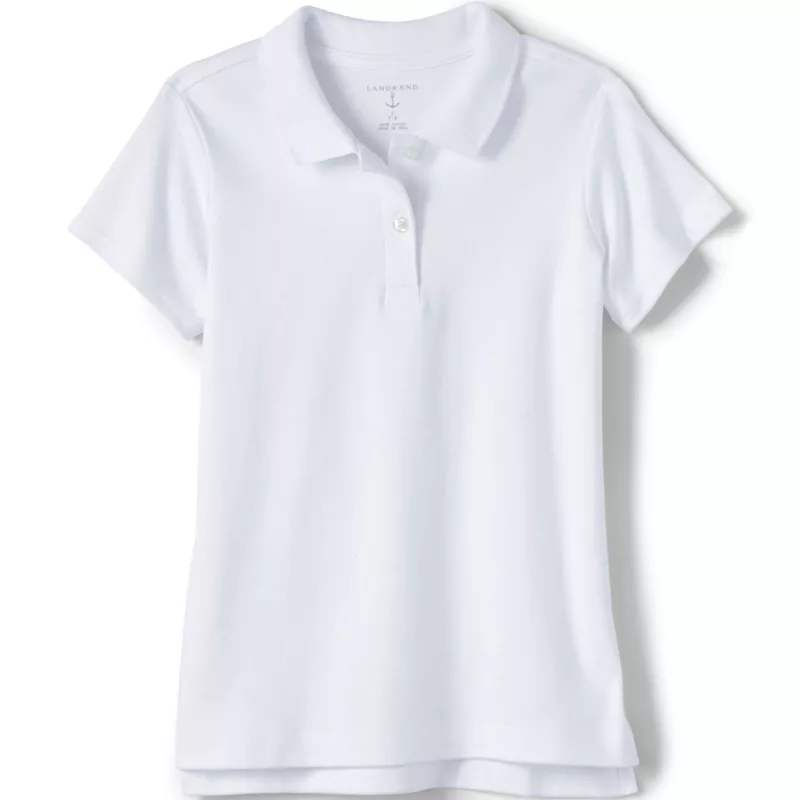Girls Short Sleeve Feminine Fit Interlock Polo Shirt, Front