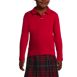 School Uniform Girls Long Sleeve Feminine Fit Interlock Polo Shirt, Front