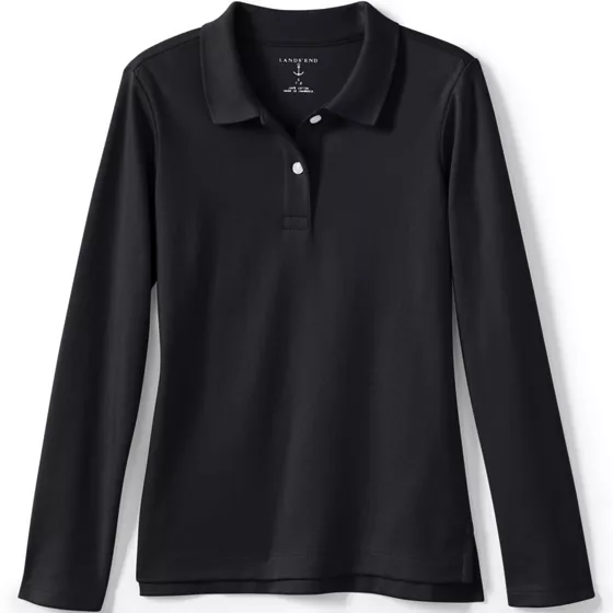 Girls Long Sleeve Feminine Fit Interlock Polo Shirt - primary