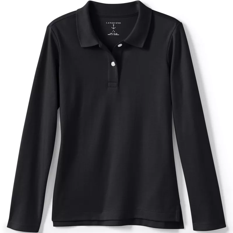 Girls Long Sleeve Feminine Fit Interlock Polo Shirt, Front
