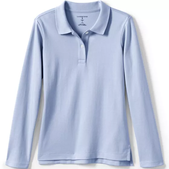School Uniform Girls Long Sleeve Feminine Fit Interlock Polo Shirt - primary