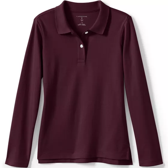 Girls Long Sleeve Feminine Fit Interlock Polo Shirt - primary