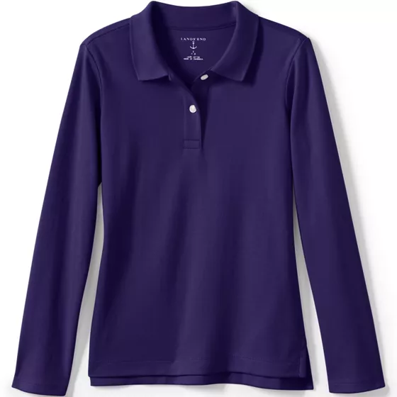 Girls Long Sleeve Feminine Fit Interlock Polo Shirt - primary