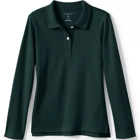 Girls Long Sleeve Feminine Fit Interlock Polo Shirt - primary