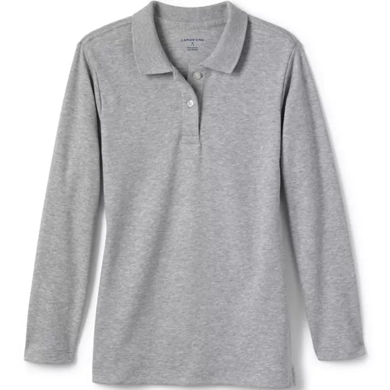School Uniform Girls Long Sleeve Feminine Fit Interlock Polo Shirt - primary