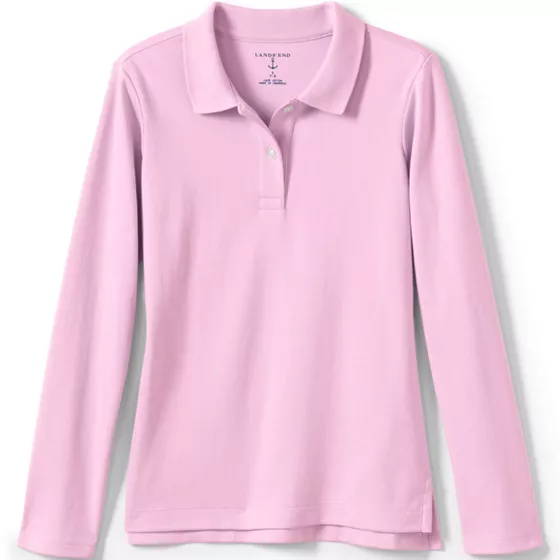 Girls Long Sleeve Feminine Fit Interlock Polo Shirt - primary