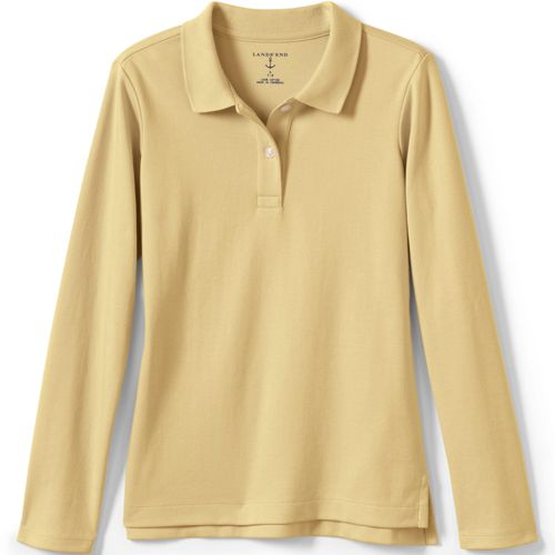 School Uniform Girls Long Sleeve Peter Pan Collar Polo Shirt