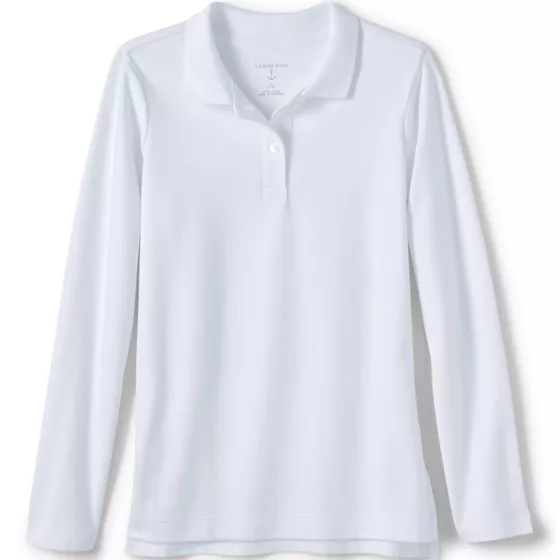 School Uniform Girls Long Sleeve Feminine Fit Interlock Polo Shirt - primary