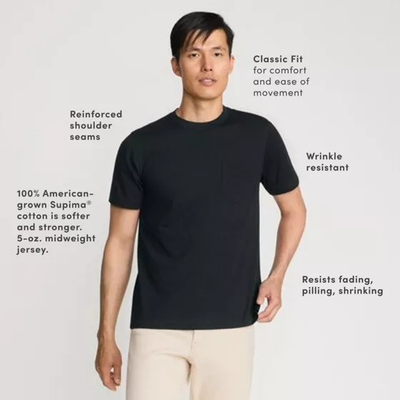Men's Short Sleeve Cotton Supima Tee With Pocket - primary