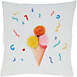 Saro Lifestyle Ice Cream Cone Pom-Pom Decorative Throw Pillow, Front