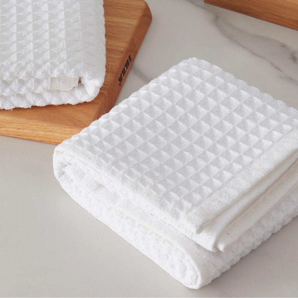 Eurow Microfiber Waffle Weave Kitchen Towel (3-Pack, White)