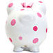 Child to Cherish Ceramic Pink Polka Dot Piggy Bank, Back