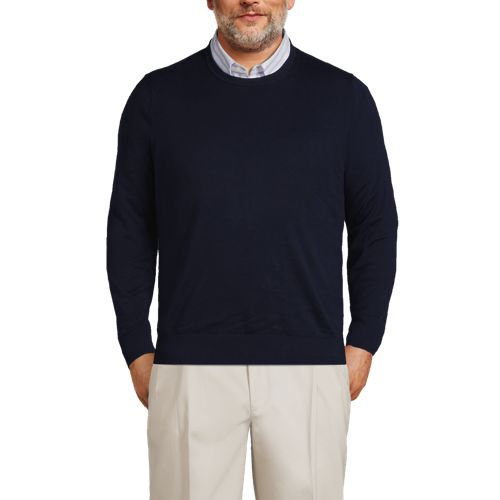Men's Big and Tall Fine Gauge Supima Cotton Crewneck Sweater 
