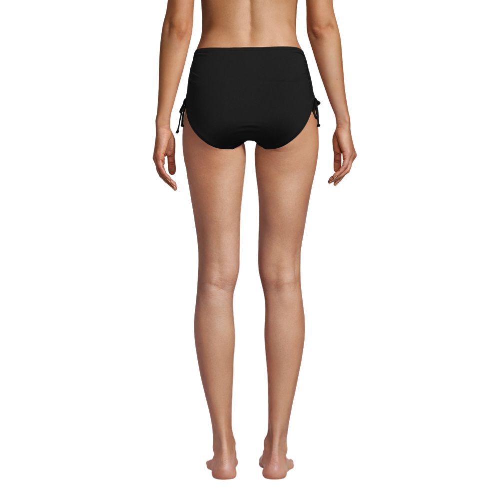 Chlorine Resistant Plain Black High Waisted Bikini Bottoms