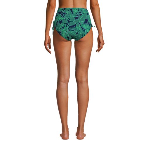 Lands' End Kids Slim Swim Bikini Bottoms - 10 - Jewel Green Tropic Print